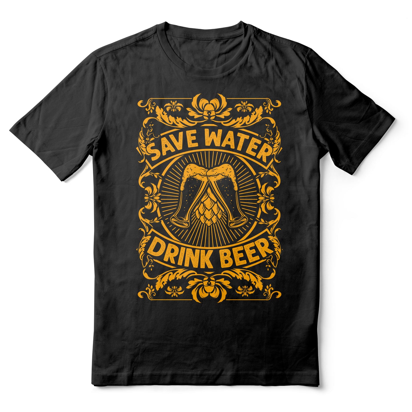 Save Water Drink Beer - Funny Ale Top - Black Adult T-shirt (SM-5XL)