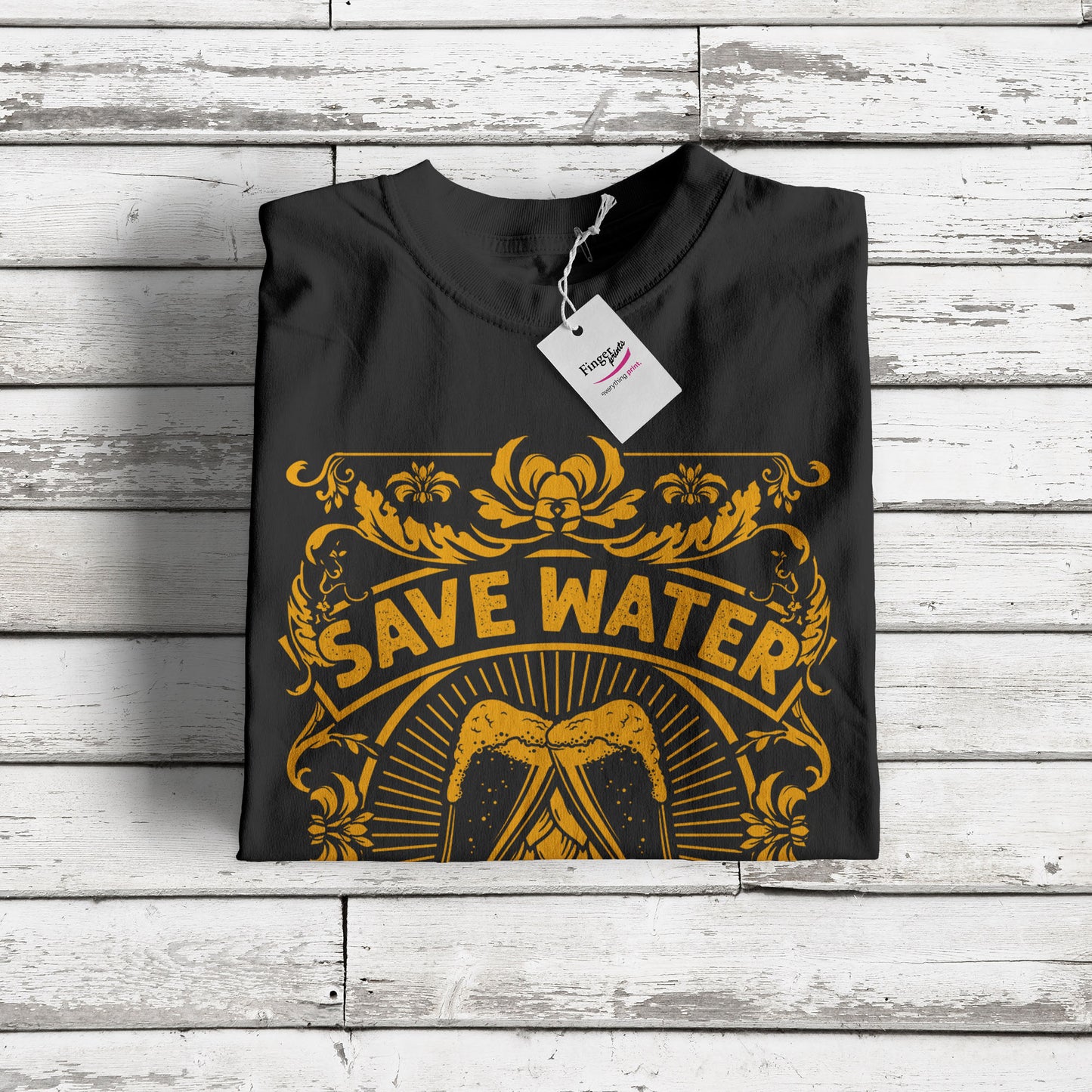 Save Water Drink Beer - Funny Ale Top - Black Adult T-shirt (SM-5XL)