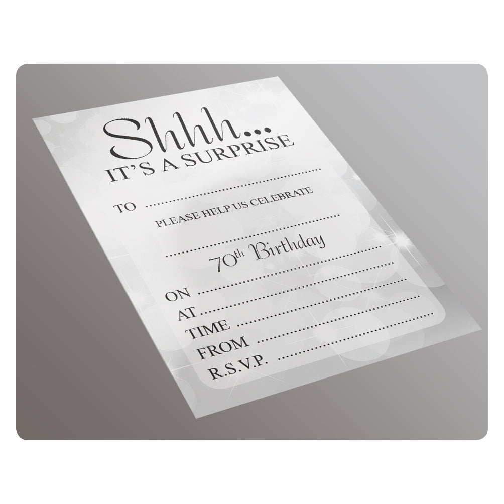 Surprise 70th Birthday Party - 20 A5 Invitation Pack