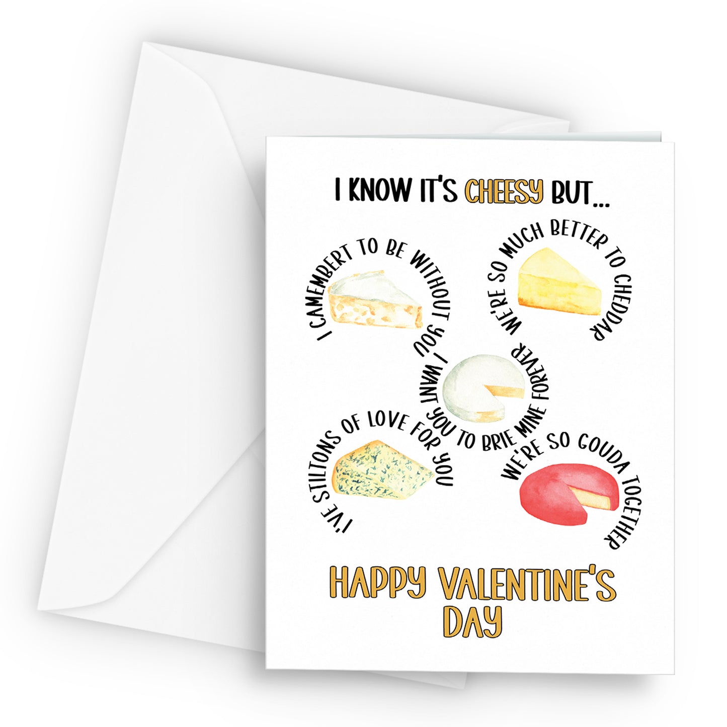 I Know It's Cheesy - Valentine's A5 Cheese Puns Greetings Card, A5, 350gsm