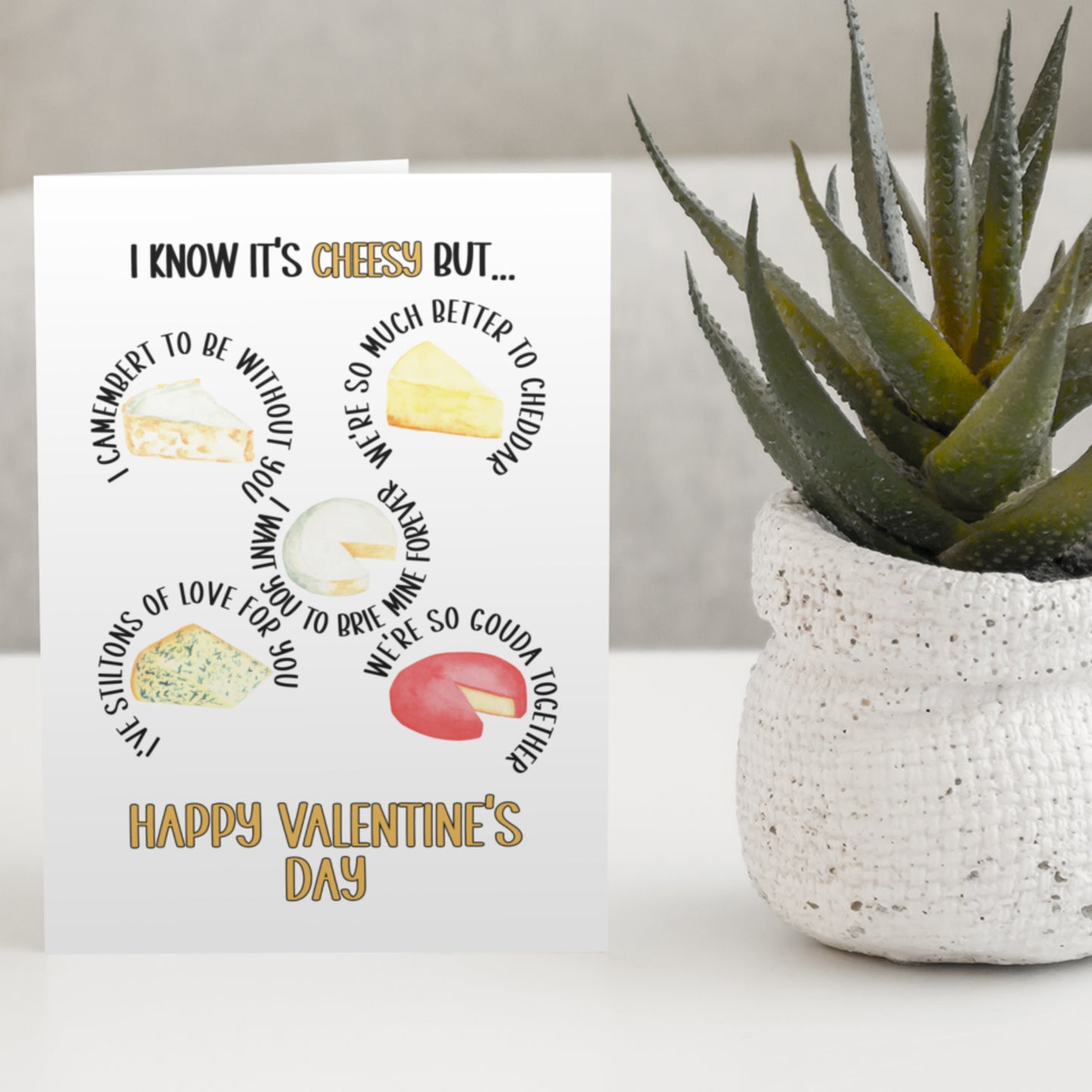 I Know It's Cheesy - Valentine's A5 Cheese Puns Greetings Card, A5, 350gsm