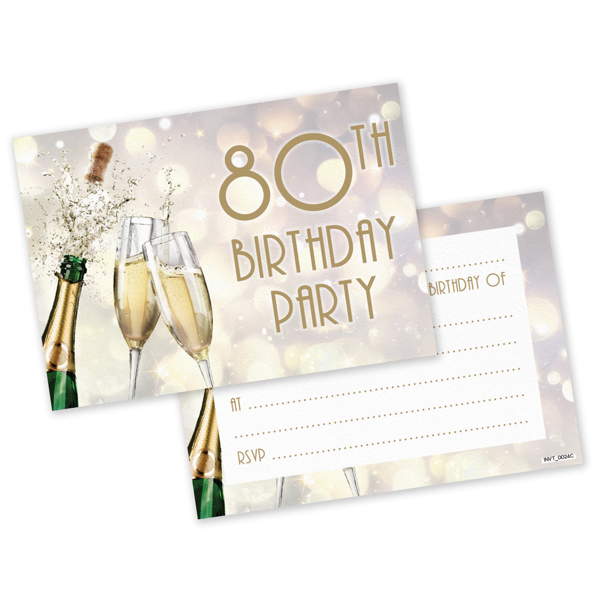 Champagne Celebration 18th 16th 30th 40th 50th 60th 65th 70th 80th Birthday Party Invites - Pack of 20