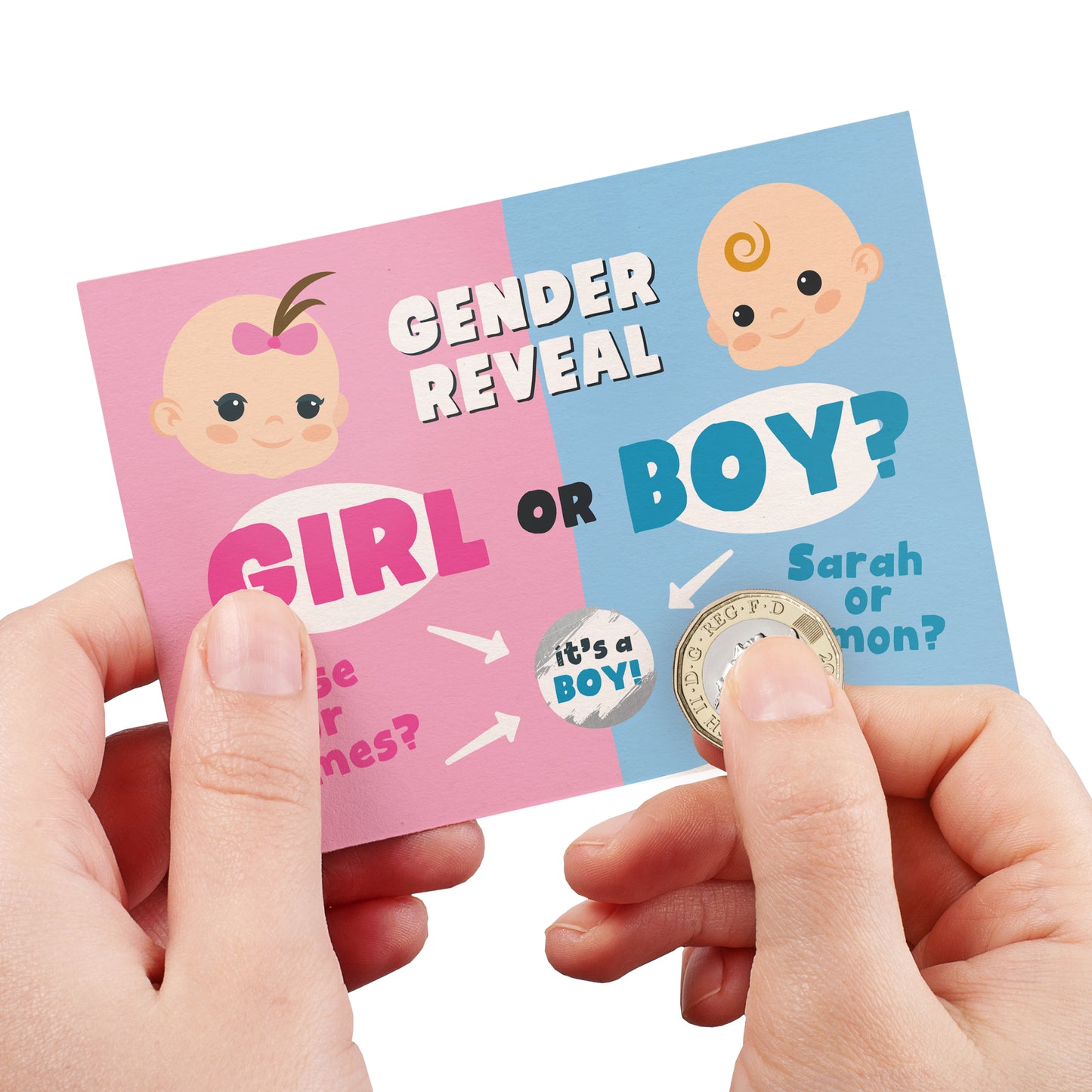 Pink & Blue Baby Gender Reveal - A6 Scratch Card