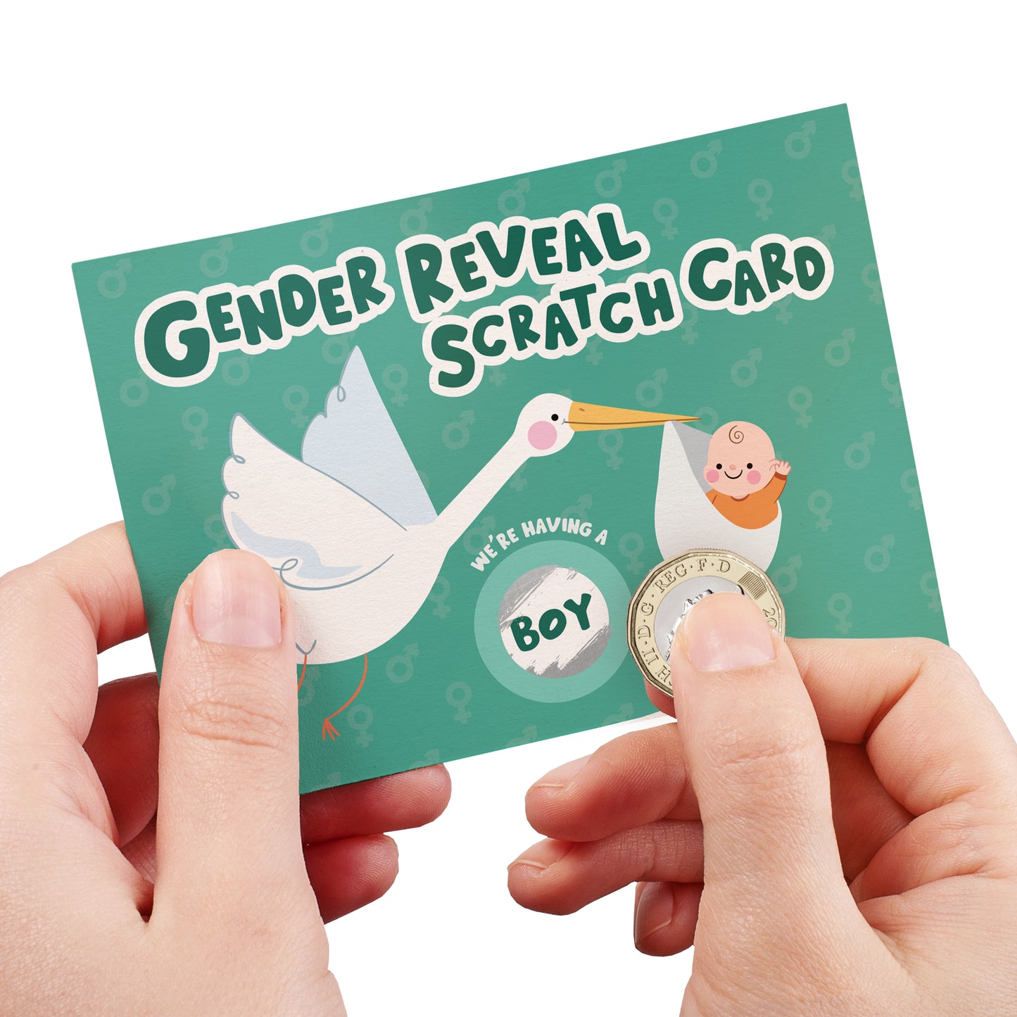 Stork Baby gender Reveal - A6 Scratch Card Boy Or Girl