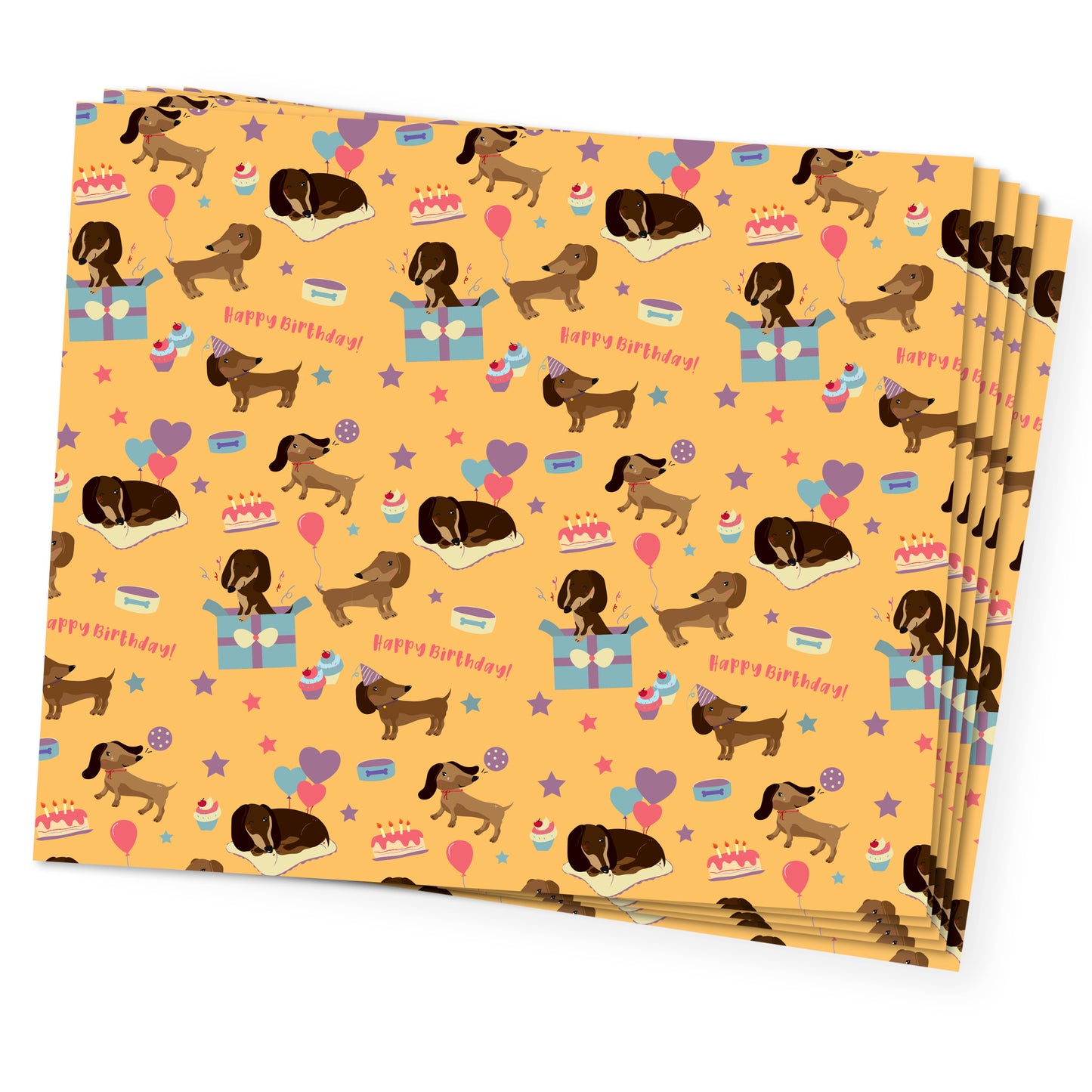 Dachshund Birthday Gift Wrap (5 Sheets)