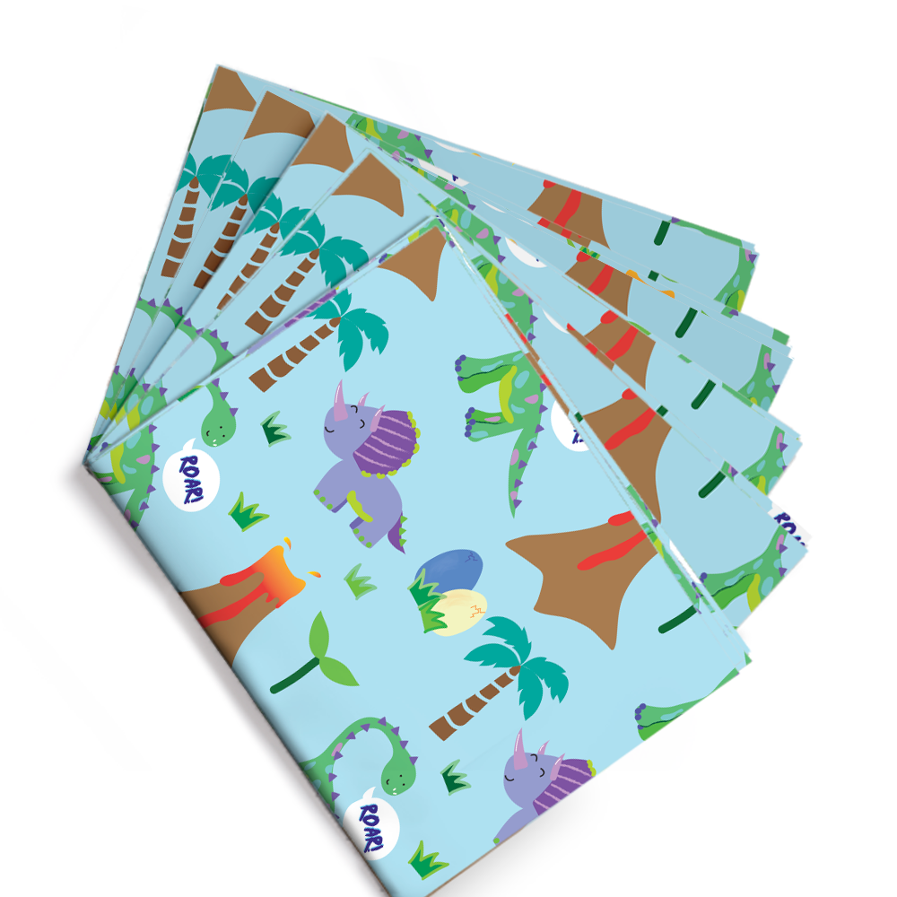 Cute Dinosaur Gift Wrap (5 Sheets)
