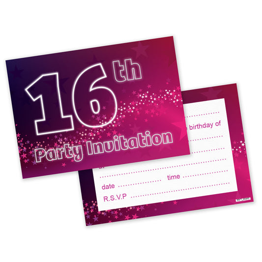 Pink Or Blue Sparkle 18th 16th 30th 40th 50th 60th 65th 70th 80th Birthday Party Invites - Pack of 20