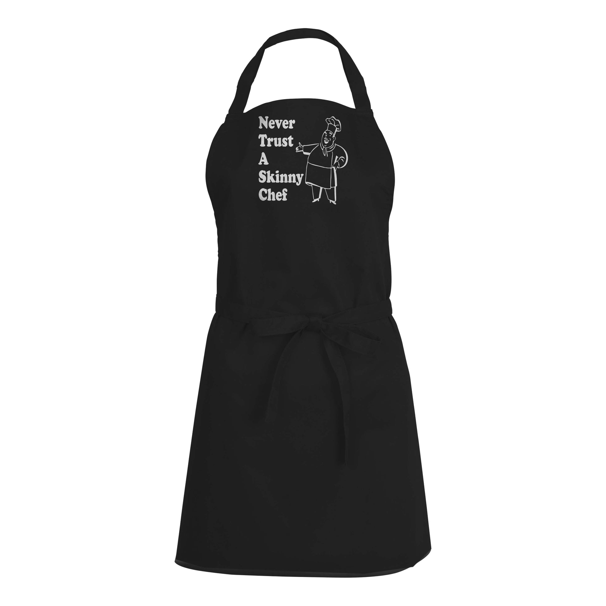 Mens/Womens Never Trust A Skinny Chef - Black Apron