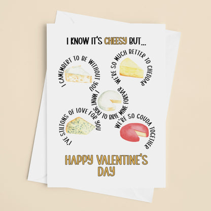 I Know It's Cheesy - Valentine's A5 Cheese Puns Greetings Card, A5, 350gsm