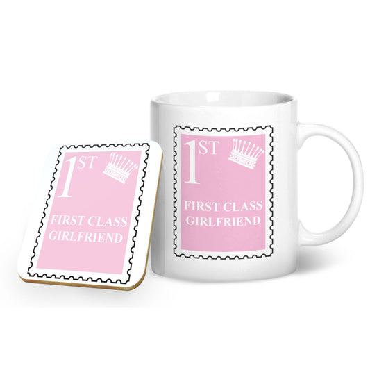 First Class Girlfriend - Printed Mug & Coaster Gift Set