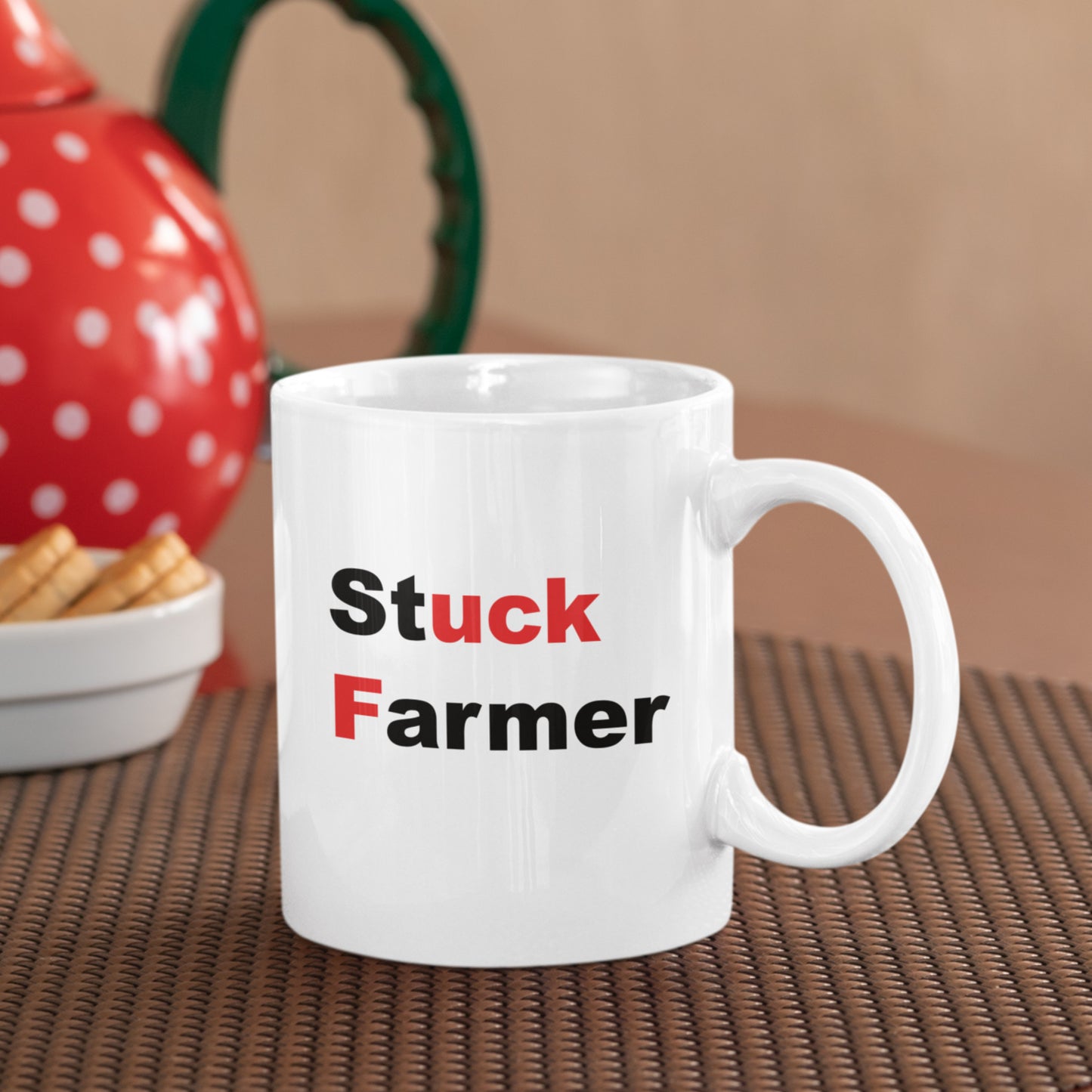 Stuck Farmer - Rude Political Pun Gift Mug