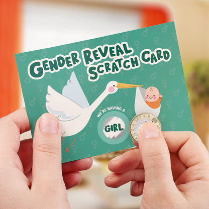 Stork Baby gender Reveal - A6 Scratch Card Boy Or Girl