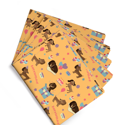 Dachshund Birthday Gift Wrap (5 Sheets)