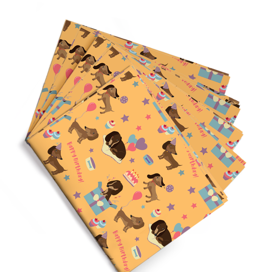 Dachshund Birthday Gift Wrap (5 Sheets)